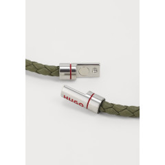 Шкіряний плетений браслет Hugo Doublebraid Unisex хакі One Size