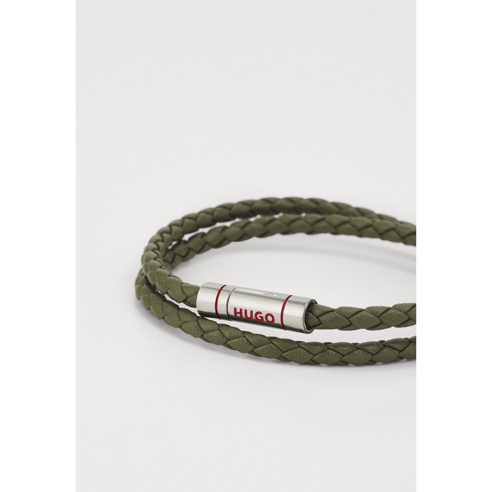 Leather braided bracelet Hugo Doublebraid Unisex khaki One Size