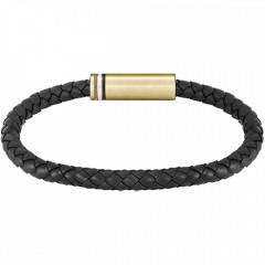 Braided bracelet Hugo Boss Ares 1580624 genuine leather 21 cm black