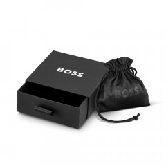 Braided bracelet Hugo Boss Ares 1580624 genuine leather 21 cm black