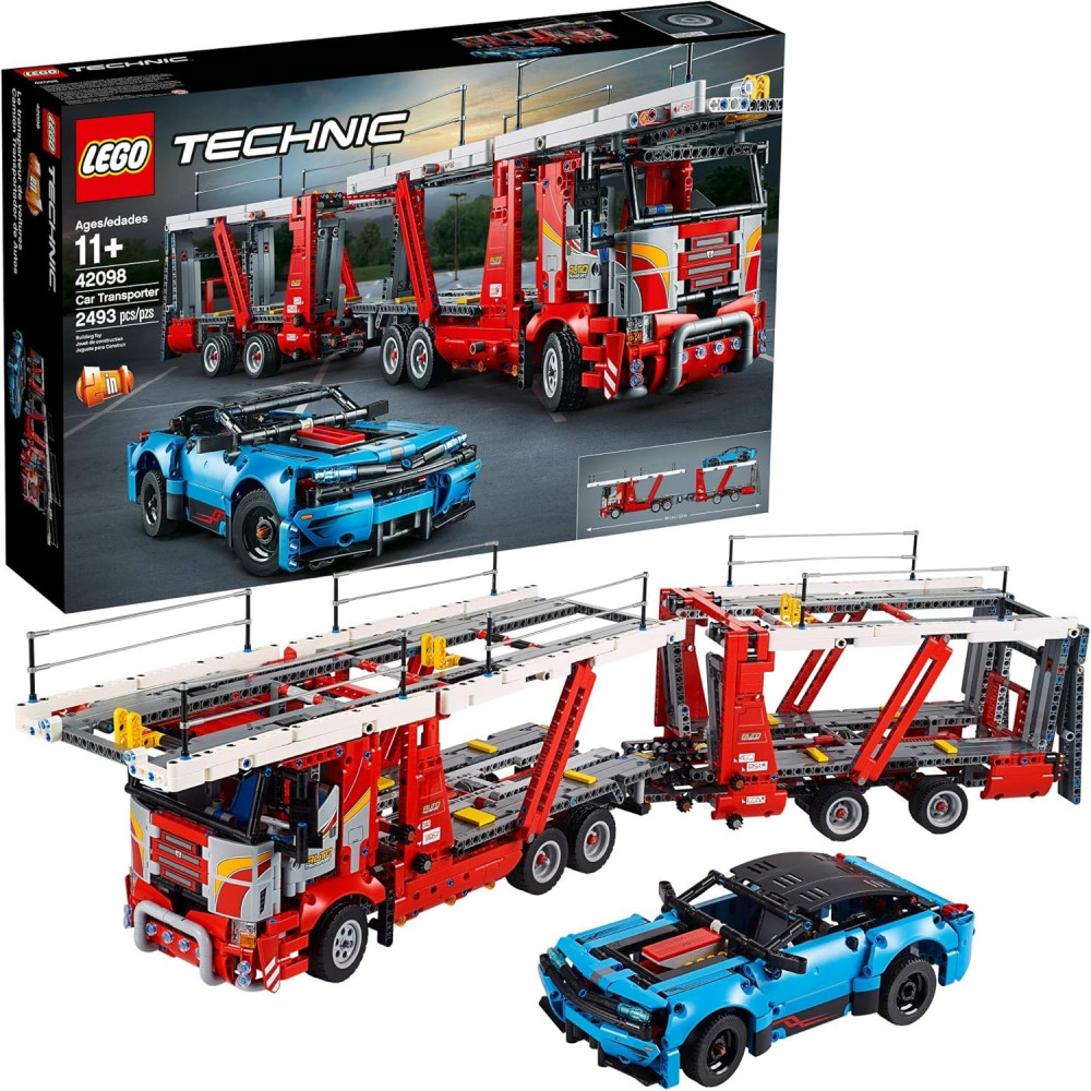 Конструктор Lego Technic 42098 Вантажівка-транспортер з синьою машиною 2493 деталі