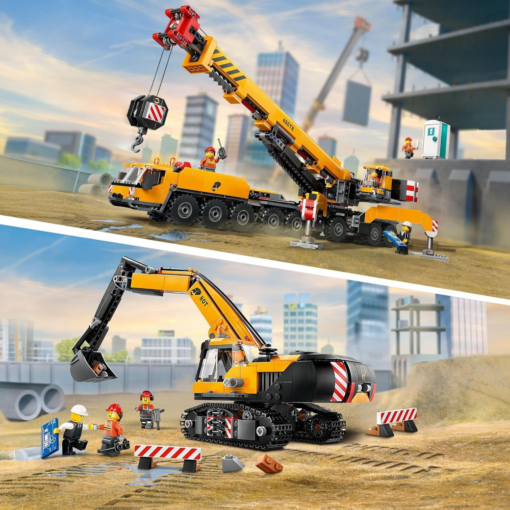 Lego City Set 60409 and 60420 Mobile Crane and Crawler Excavator (1749 pieces)