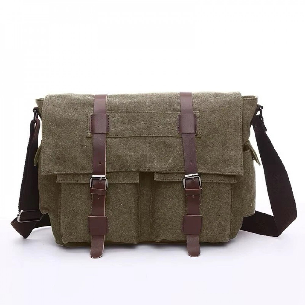 Велика чоловіча сумка через плече Viatra Canvas Messenger хакі