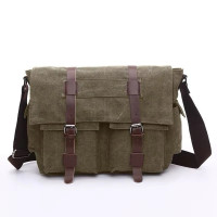 Велика чоловіча сумка через плече Viatra Canvas Messenger хакі