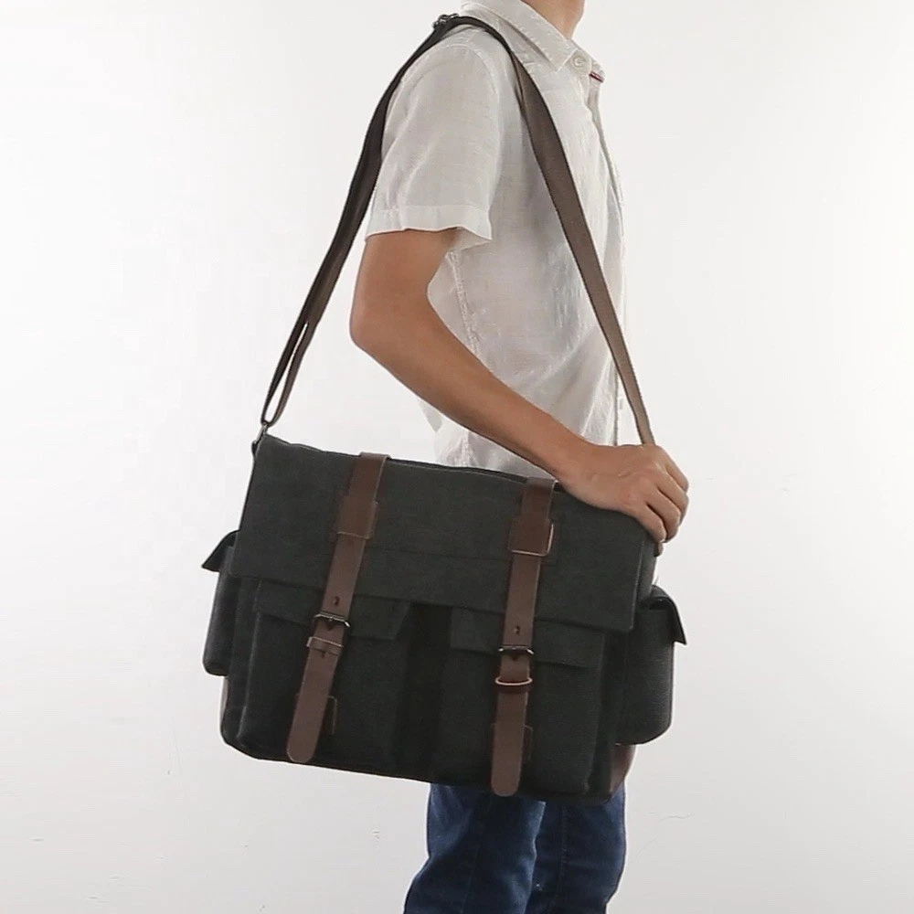 Велика чоловіча сумка через плече Viatra Canvas Messenger хакі