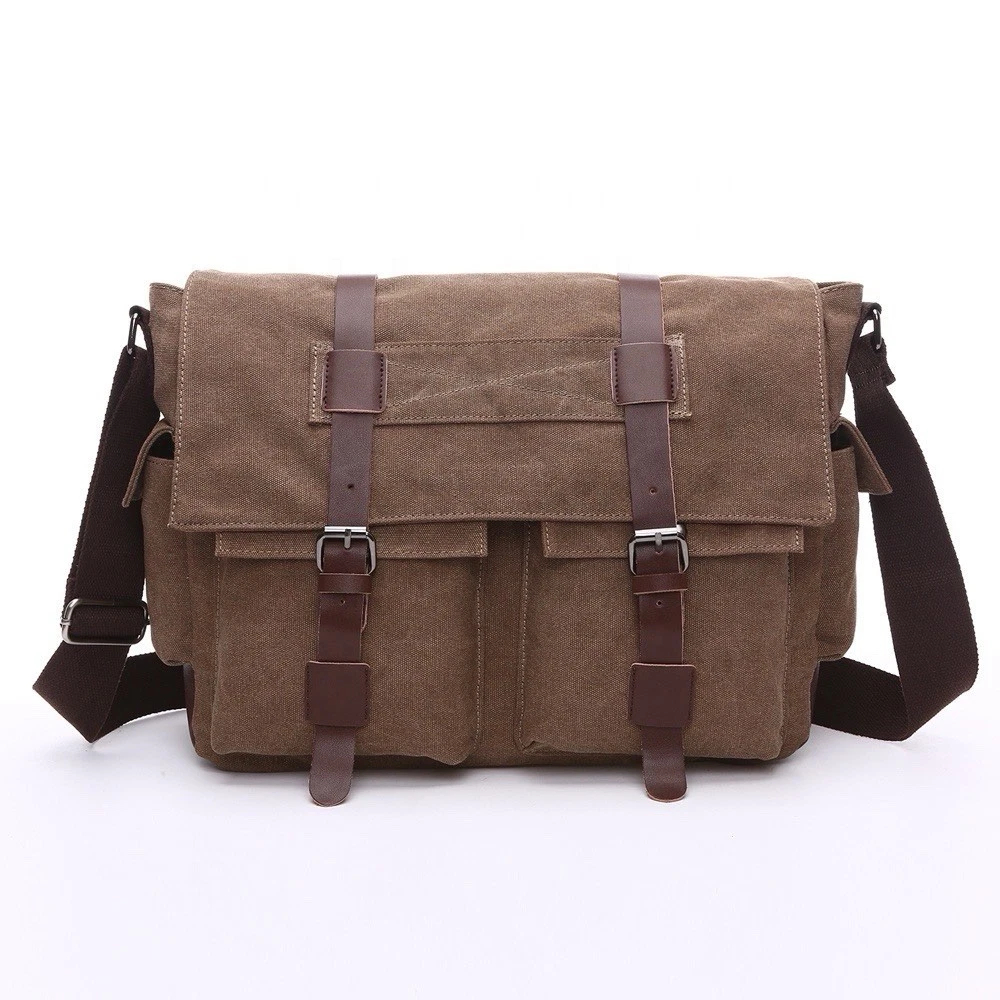 Велика чоловіча сумка через плече Viatra Canvas Messenger хакі