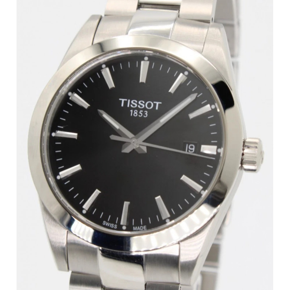 Чоловічий наручний сталевий годинник із сапфіровим склом Tissot Gentleman Quartz T1274101105100