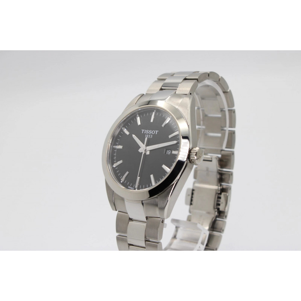 Чоловічий наручний сталевий годинник із сапфіровим склом Tissot Gentleman Quartz T1274101105100