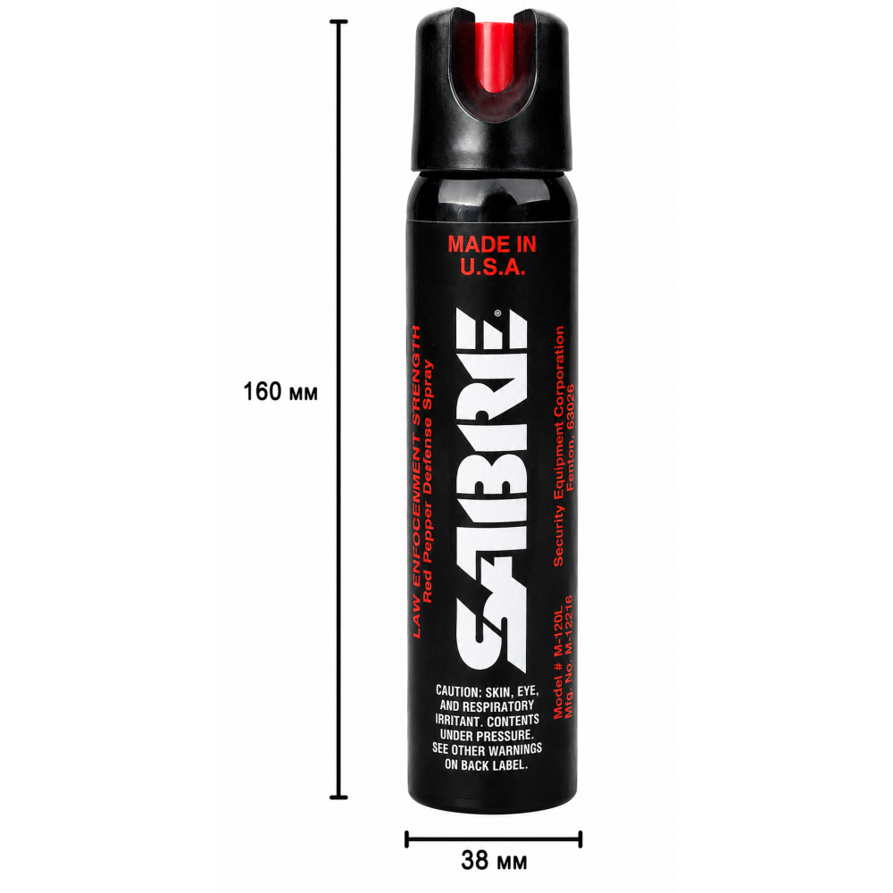 Аерозольний перцевий балончик для захисту Sabre Tactical Series з газом CS та УФ фарбою 122 г Made in USA