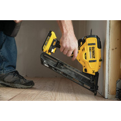 The DeWALT DCN650D1 is a cordless brushless nail gun.