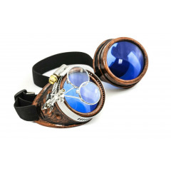 Стилизованные очки гогглы с лупой Mad Scientist в стиле Steampunk Goggles Crazy Burning man Cosplay Costume Copper Blue