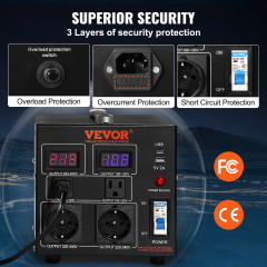 Перетворювач напруги трансформатор VEVOR 2000 Вт