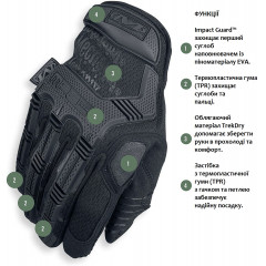 Тактичні рукавички Mechanix M-Pact Tactical Gloves чорні