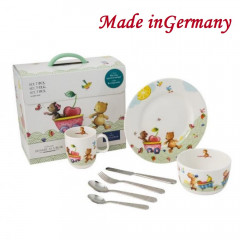 Villeroy & Boch Happy as a Bear Children's 7-Piece Cutlery and Tableware Set.