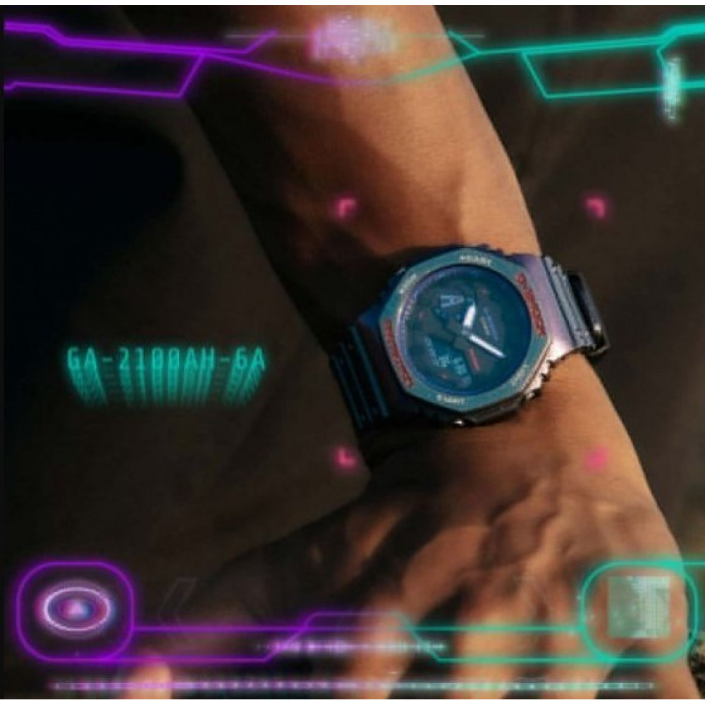 Чоловічий водонепроникний наручний годинник Casio G-Shock GA-2100AH-6AER ​​колір хамелеон
