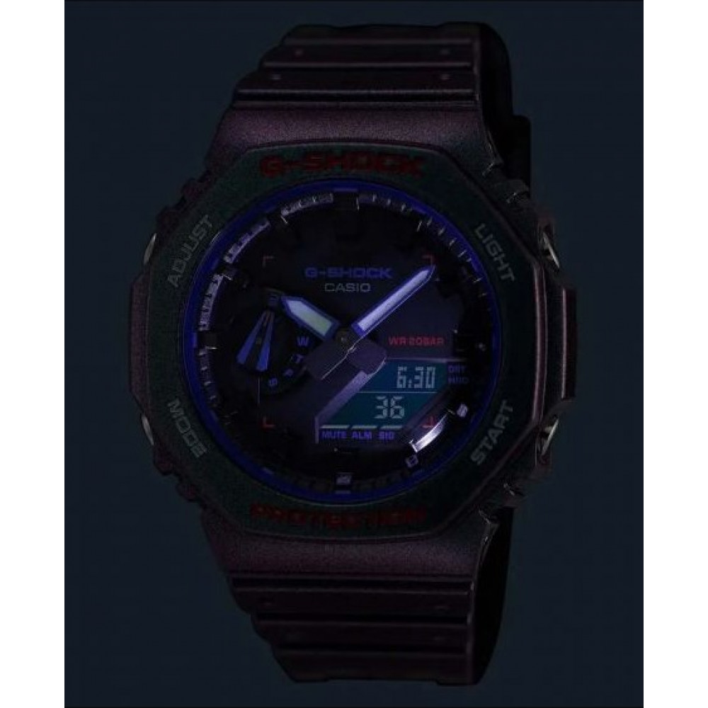 Чоловічий водонепроникний наручний годинник Casio G-Shock GA-2100AH-6AER ​​колір хамелеон