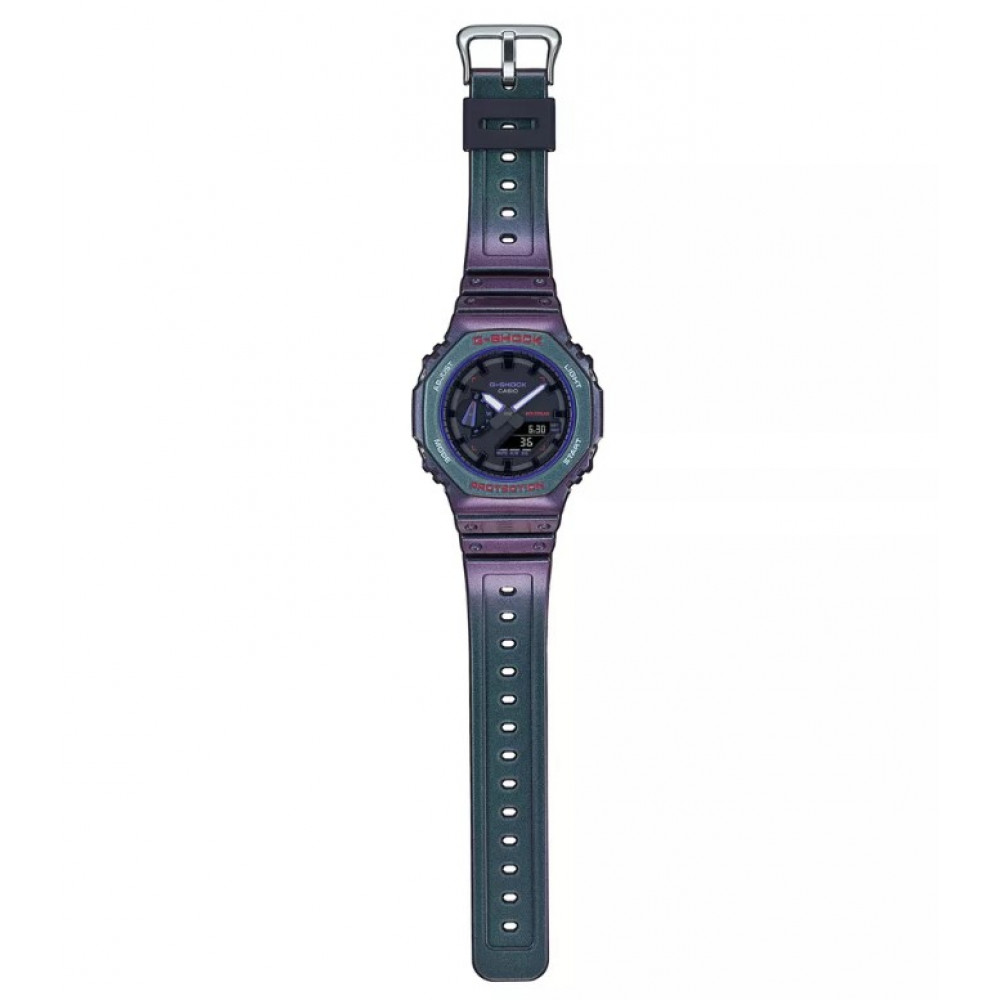 Чоловічий водонепроникний наручний годинник Casio G-Shock GA-2100AH-6AER ​​колір хамелеон