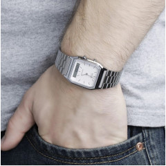 Wristwatch Casio Vintage AQ-230A-7DMQYES in retro style silver 28 mm