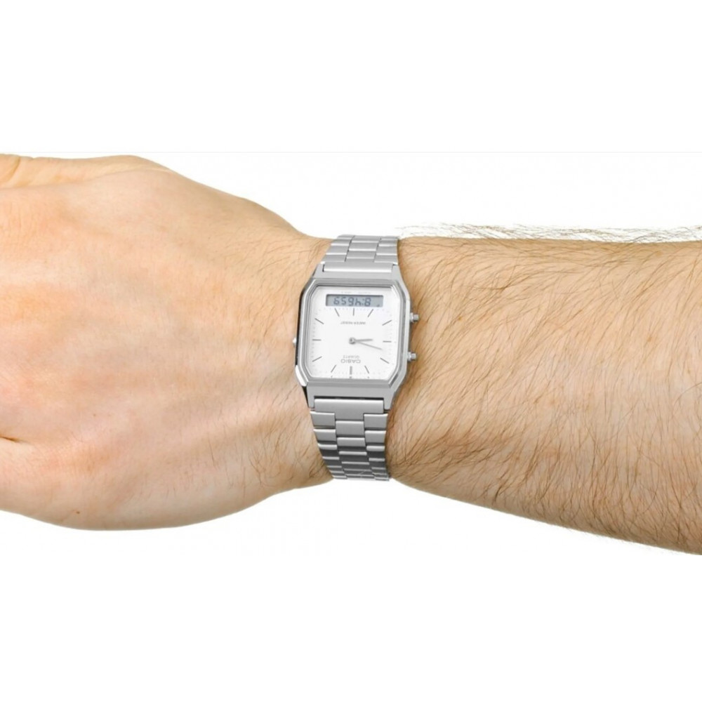 Наручные часы Casio Vintage AQ-230A-7DMQYES в ретро стиле серебристые 28 мм