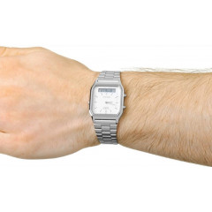 Wristwatch Casio Vintage AQ-230A-7DMQYES in retro style silver 28 mm