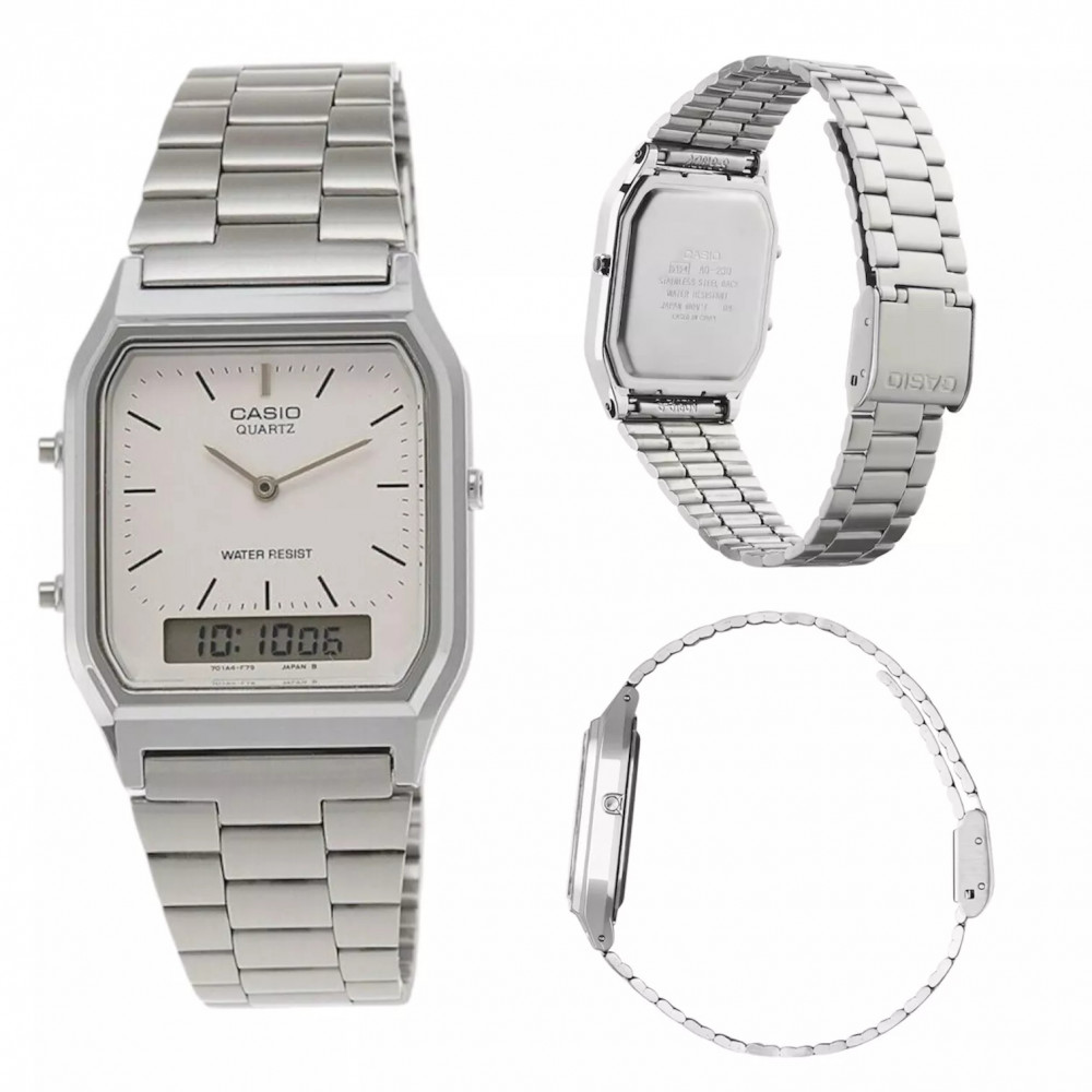 Наручные часы Casio Vintage AQ-230A-7DMQYES в ретро стиле серебристые 28 мм