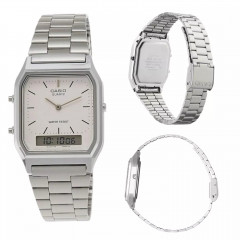 Wristwatch Casio Vintage AQ-230A-7DMQYES in retro style silver 28 mm