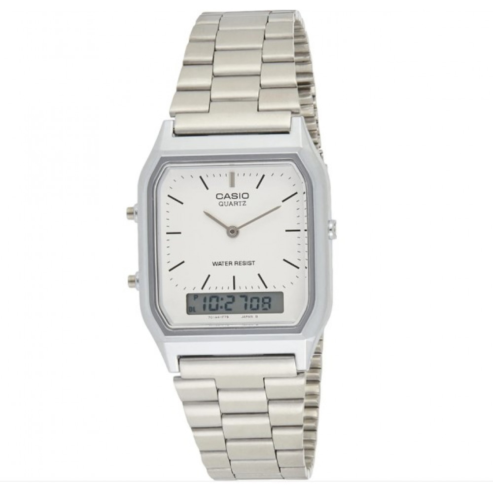 Наручные часы Casio Vintage AQ-230A-7DMQYES в ретро стиле серебристые 28 мм