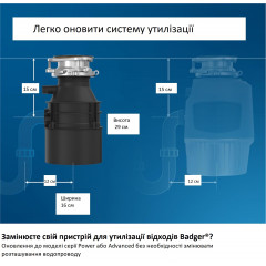 Подрібнювач харчових відходів InSinkErator Badger 1 Standard Series 79880-ISE 1/3 HP чорний