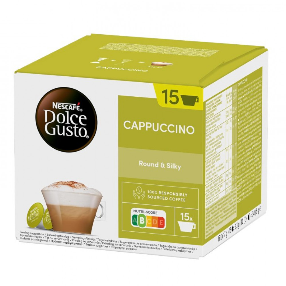 Капсули NESCAFÉ® Dolce Gusto® Cappuccino для кофемашин, 15 капсул кави та 15 молока