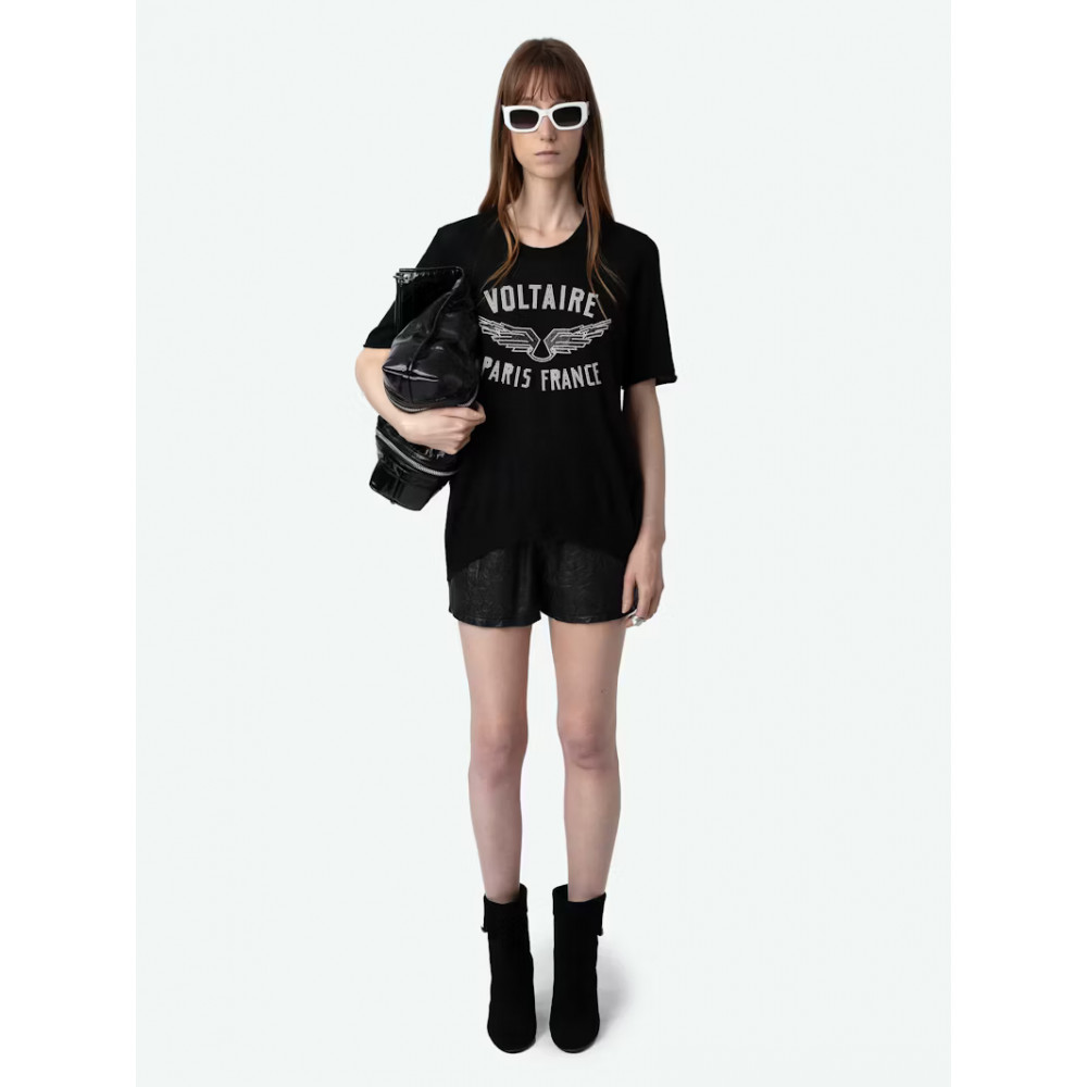 Бавовняна футболка Zadig&Voltaire Ida Diamante Wings з кристалами чорна
