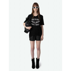 Бавовняна футболка Zadig&Voltaire Ida Diamante Wings з кристалами чорна