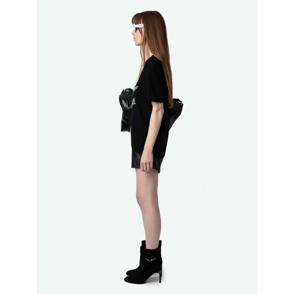 Бавовняна футболка Zadig&Voltaire Ida Diamante Wings з кристалами чорна