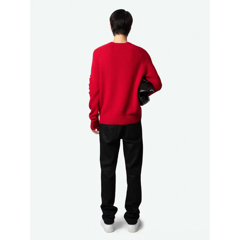 Men's Zadig & Voltaire Jordan KMSW00703603 Merino Wool Sweater Red Size M