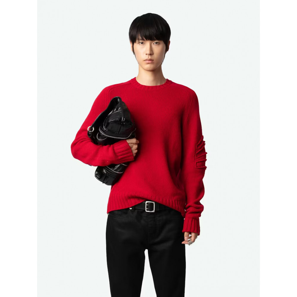 Men's Zadig & Voltaire Jordan KMSW00703603 Merino Wool Sweater Red Size M