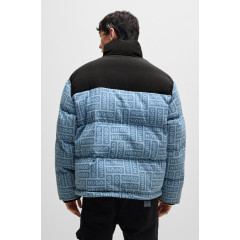 Чоловічий пуховик Hugo Boss Regular-fit синій з принтом розмір М