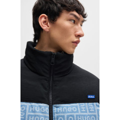 Чоловічий пуховик Hugo Boss Regular-fit синій з принтом розмір М