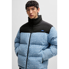 Чоловічий пуховик Hugo Boss Regular-fit синій з принтом розмір М