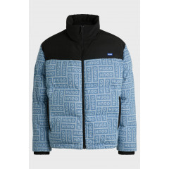 Чоловічий пуховик Hugo Boss Regular-fit синій з принтом розмір М