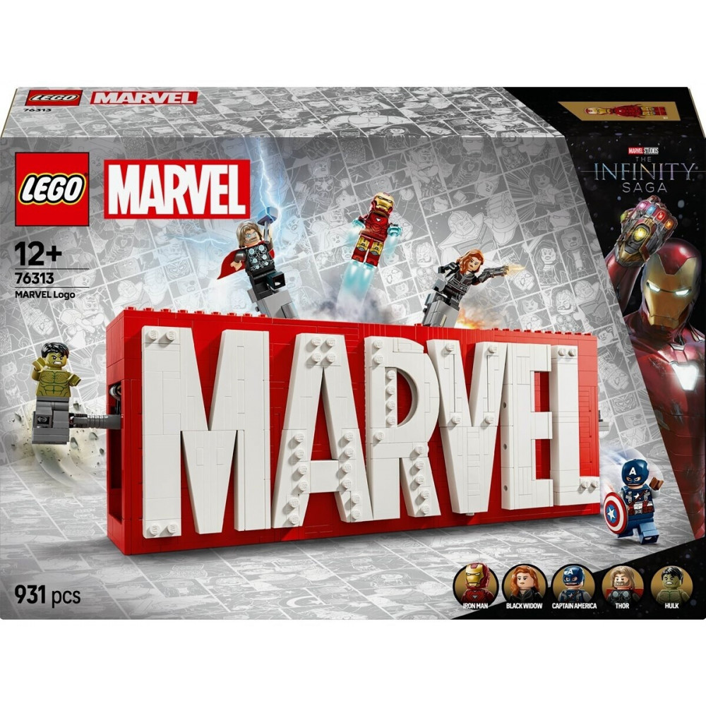 Collectible LEGO Marvel 76313 building set with superhero minifigures
