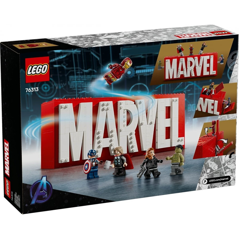 Collectible LEGO Marvel 76313 building set with superhero minifigures