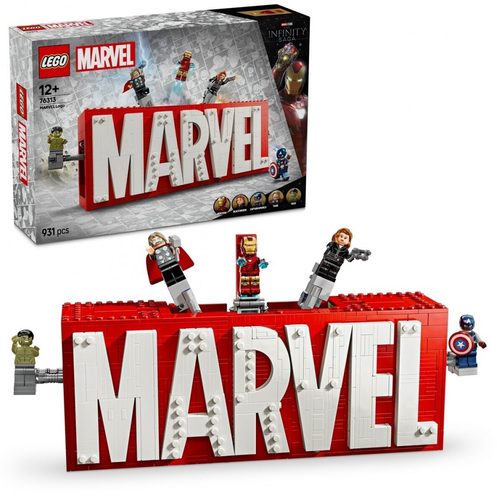 Collectible LEGO Marvel 76313 building set with superhero minifigures