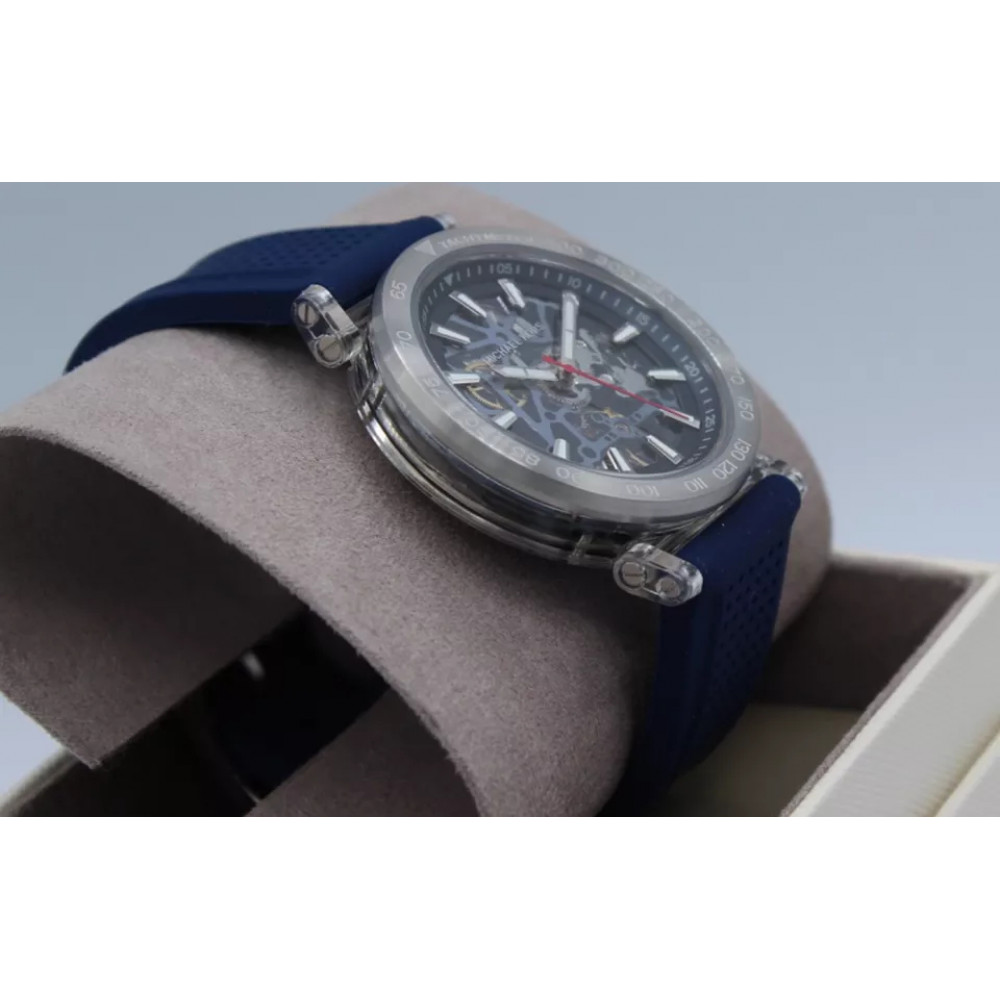 Наручний чоловічий годинник Michael Kors Greer Skeleton Automatic MK9040 сині з сріблястим       