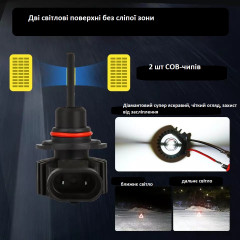 Комплект LED ламп фар дальнего/ближнего света IRONWALLS 9005 HB3 H10 9145 6500K 420000LM MO-GD001187