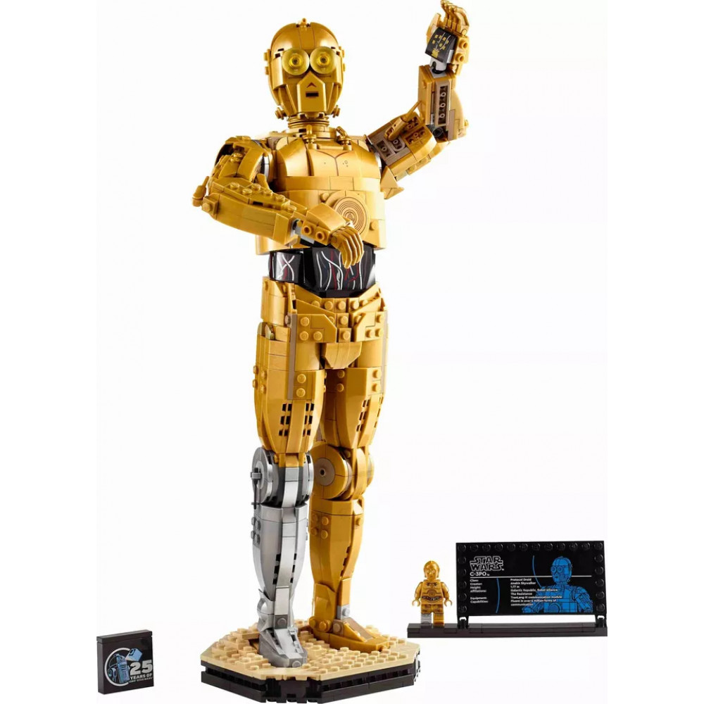 Коллекционная фигурка LEGO 75398 C-3PO Звёздные войны с подставкой и табличкой