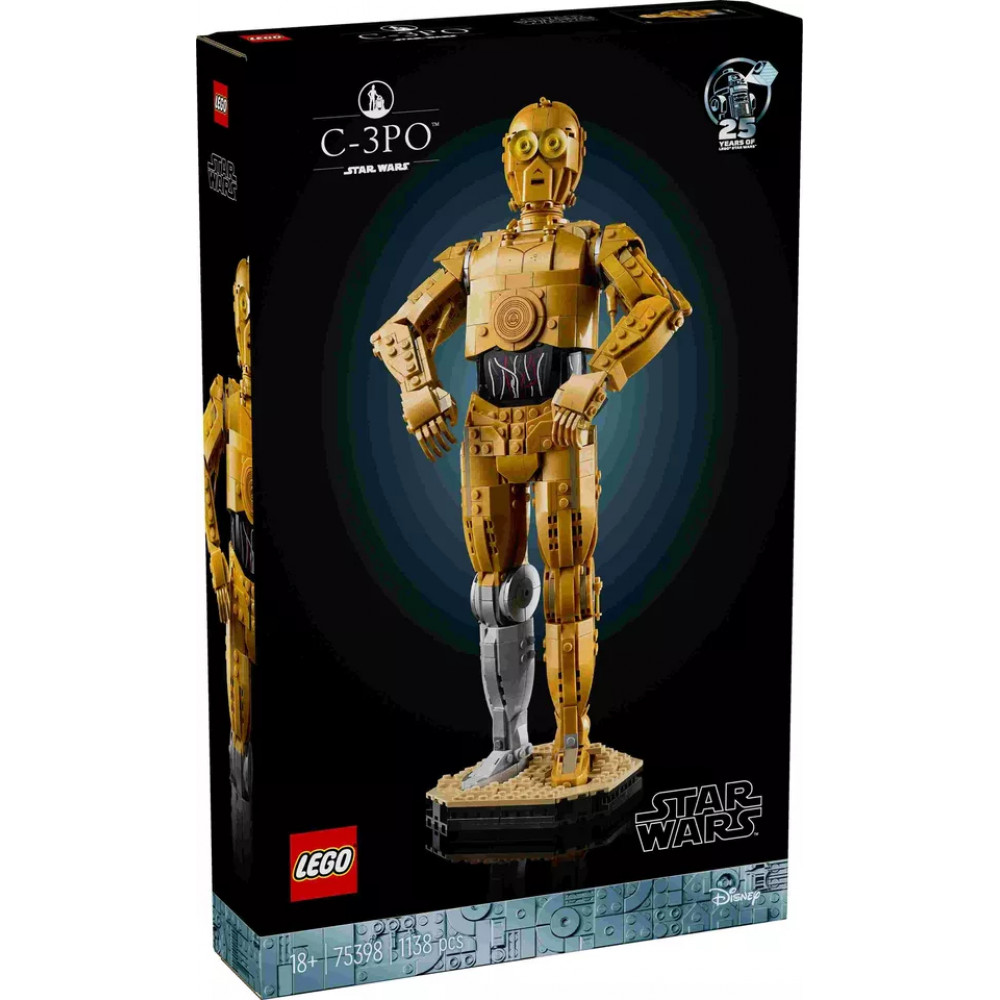Коллекционная фигурка LEGO 75398 C-3PO Звёздные войны с подставкой и табличкой