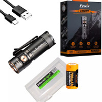 Compact flashlight Fenix E18R V2 1200 lumens with battery and case