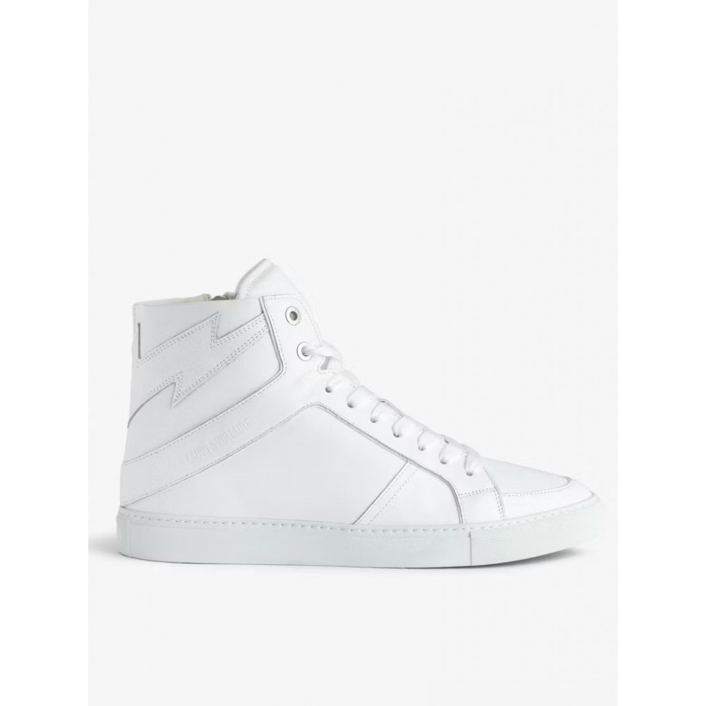 Men's Zadig & Voltaire High Flash WFAB1731H Leather High Sneakers Size 42 White