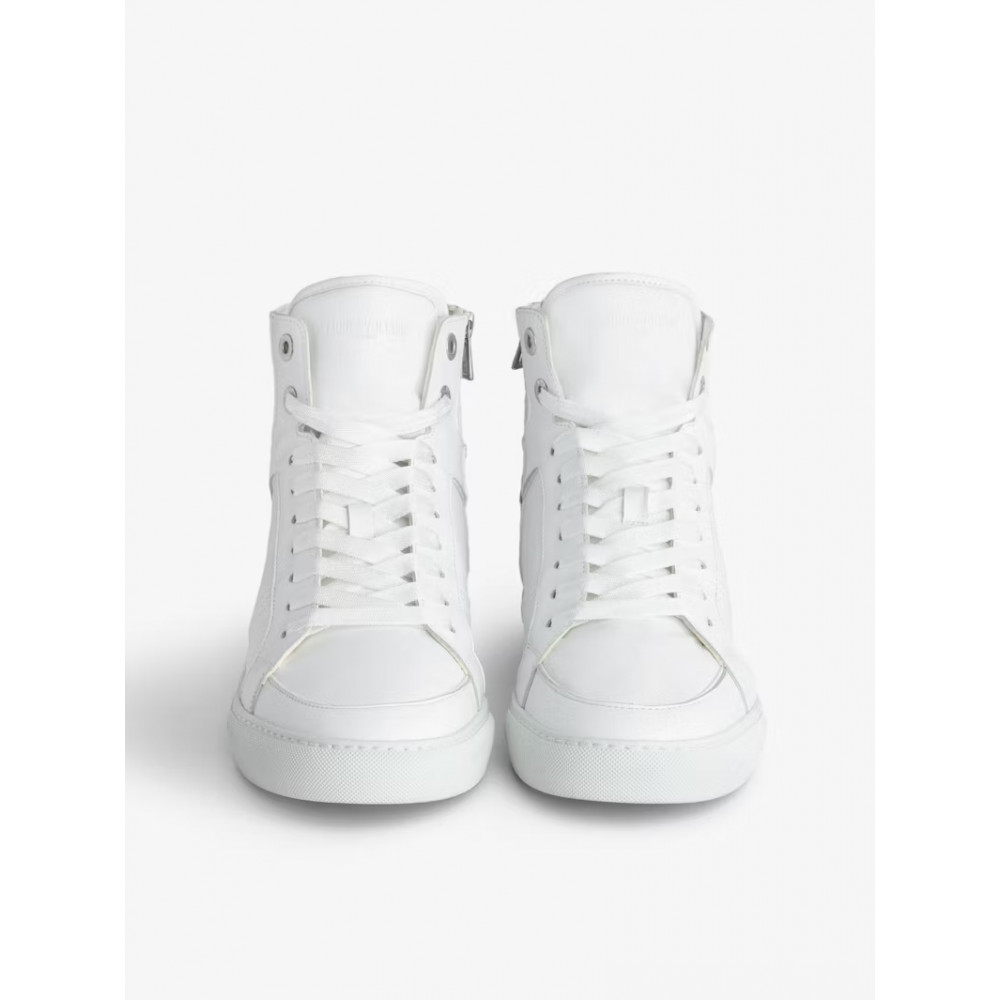 Men's Zadig & Voltaire High Flash WFAB1731H Leather High Sneakers Size 42 White
