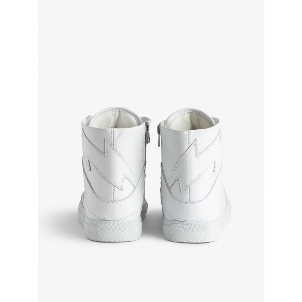 Men's Zadig & Voltaire High Flash WFAB1731H Leather High Sneakers Size 42 White