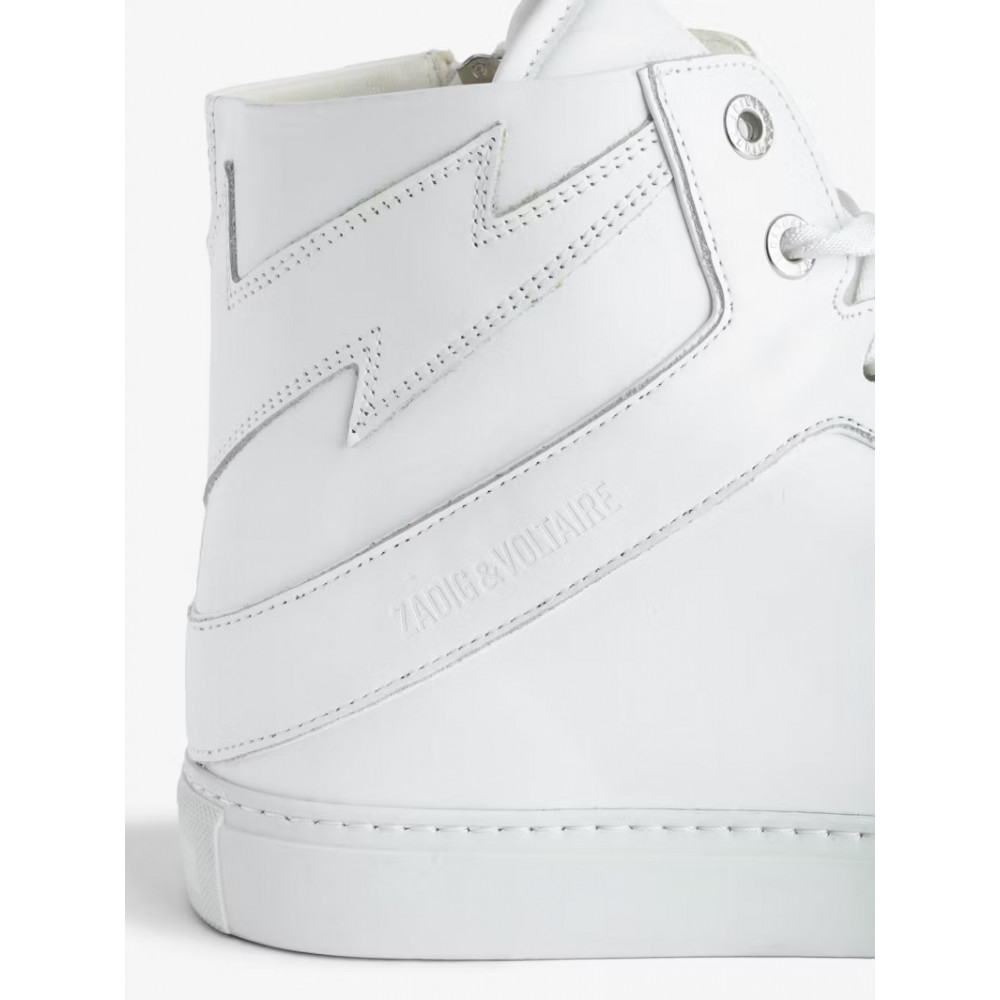 Men's Zadig & Voltaire High Flash WFAB1731H Leather High Sneakers Size 42 White